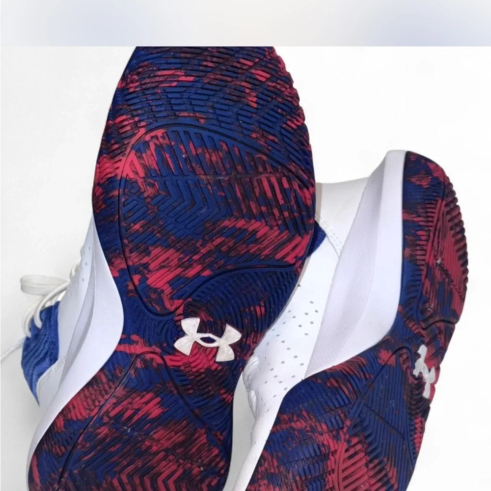 Under Armour Kids White and Blue Sneakers